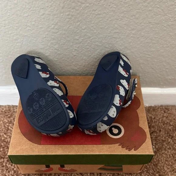 Mini Melissa Navy Hello Kitty Print Shoes - Picture 2 of 4